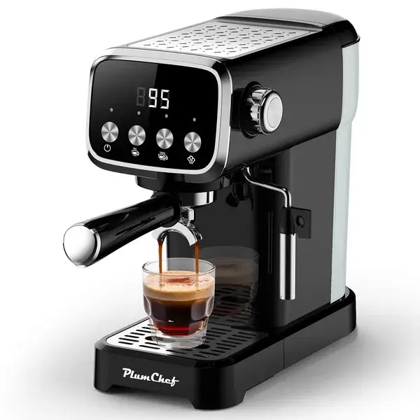 Slim Vertical 20-BAR Semi-Automatic Espresso Machine, Black - Built-in Cup Warmer, 43 oz Detachable Tank, Milk Frother, Screen Buttons, Compact Space-Saving Design for Rich Espresso, Latte Coffee Maker with Filter cappuccino arcoffeemaker