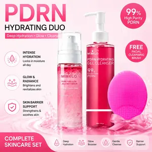 PDRN Pink Glow Jelly Mist Serum 100ml + Hydrating Gel Cleanser 120ml + FREE Facial Cleansing Brush | Hydration, Radiance & Glow Skincare Set