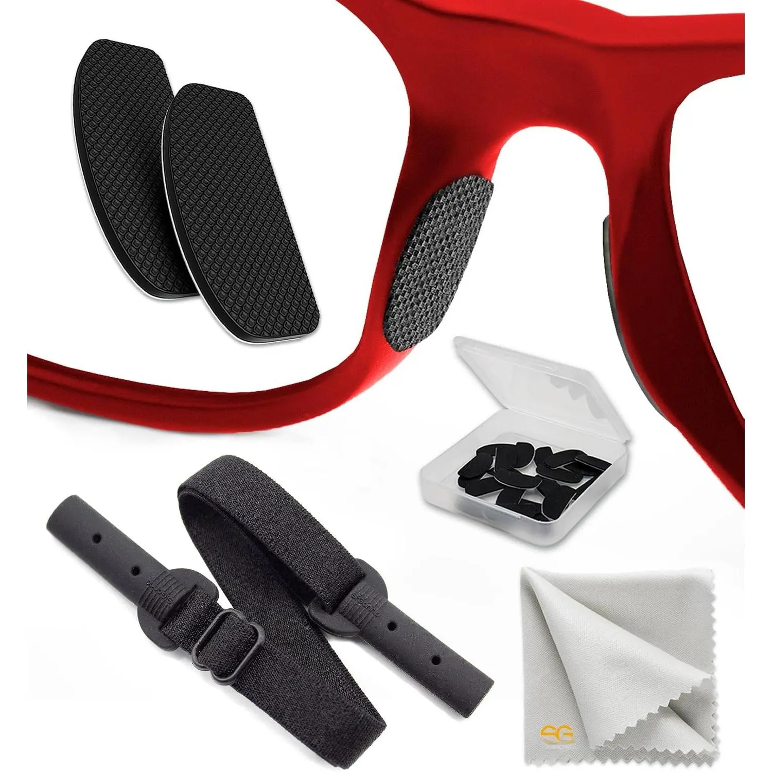 Nose Pads for Glasses Anti Slip - 0.5 mm Eye Glasses Nose Pads Non Slip - 6 Pairs Glasses Stoppers Nose Grip - Eyeglasses Nose Grips (Black Black Strap)