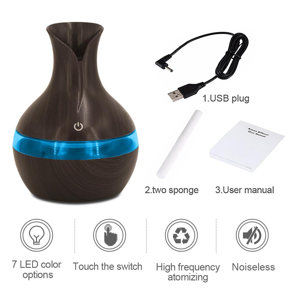 300ml USB Humidifier Essential Oil Diffuser Portable Cool Mist Home Office Travel