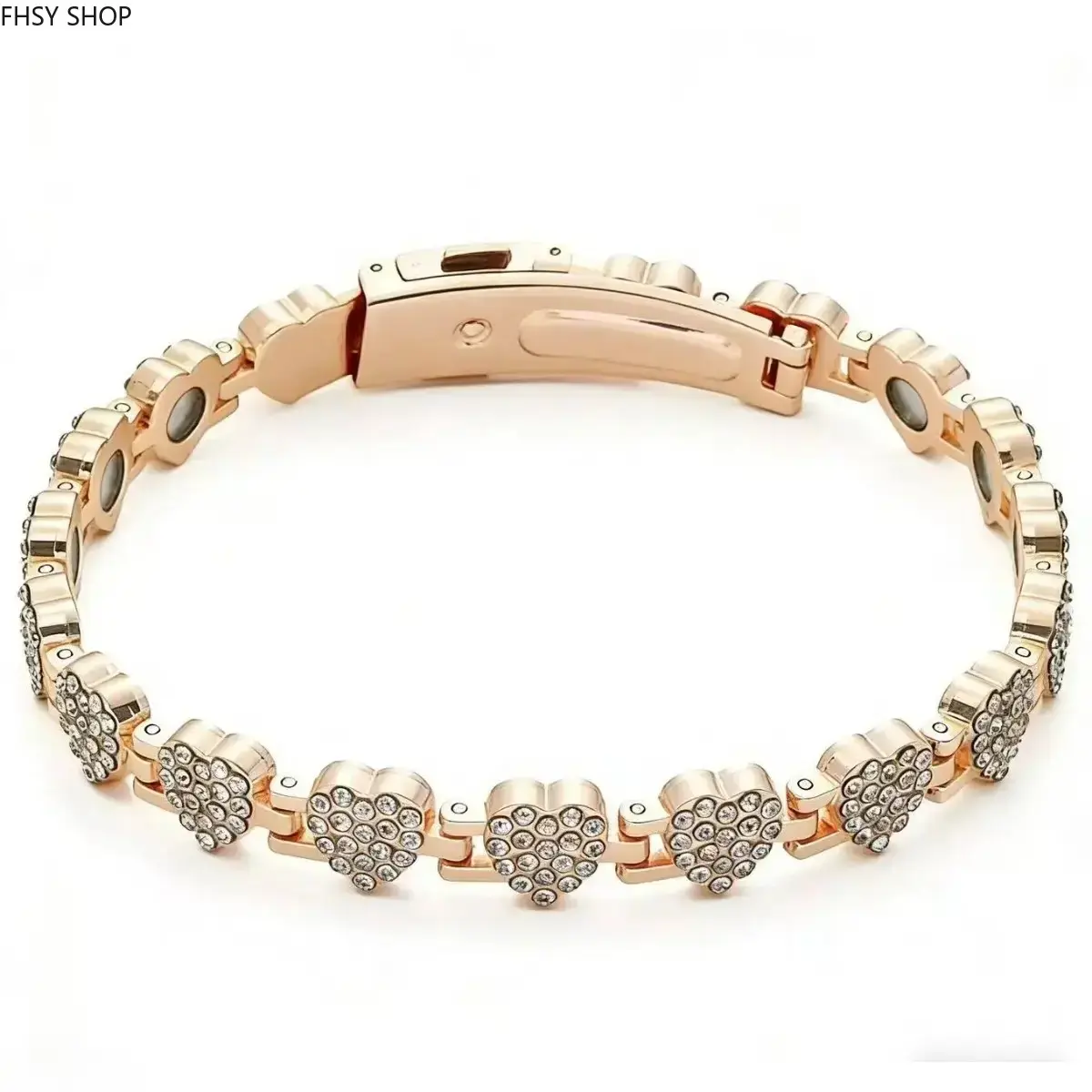 Women's Adjustable Pure Copper Bracelet - 3800 Gauss Magnets Ultra-Strength Magnetic Therapy, Sparkling Cubic Zirconia Unisex Health Jewelry for Everyday Style & Gifting