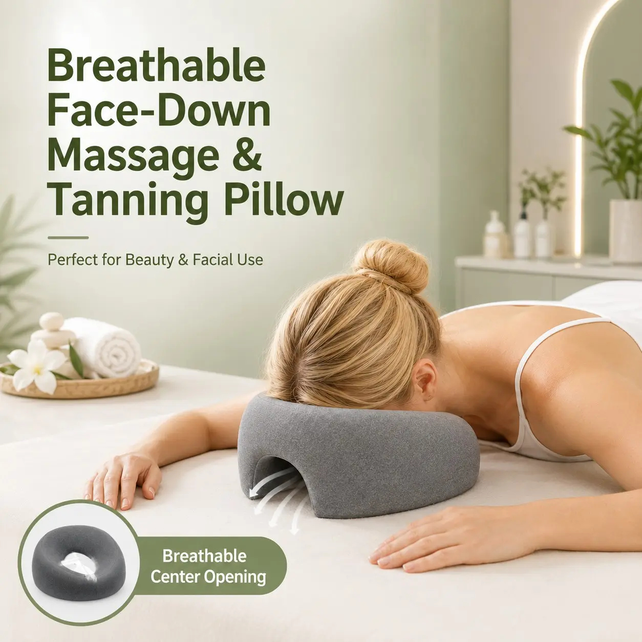 Ergonomic Memory Foam Ring Pillow, Face Down Head Support Cushion for Office Nap, Travel Neck Pillow for Car Airplane, Salon SPA Cushion, Supportive Head Cushion, Comfort Gift for Mom Wife Girlfriend Birthday Christmas Halloween