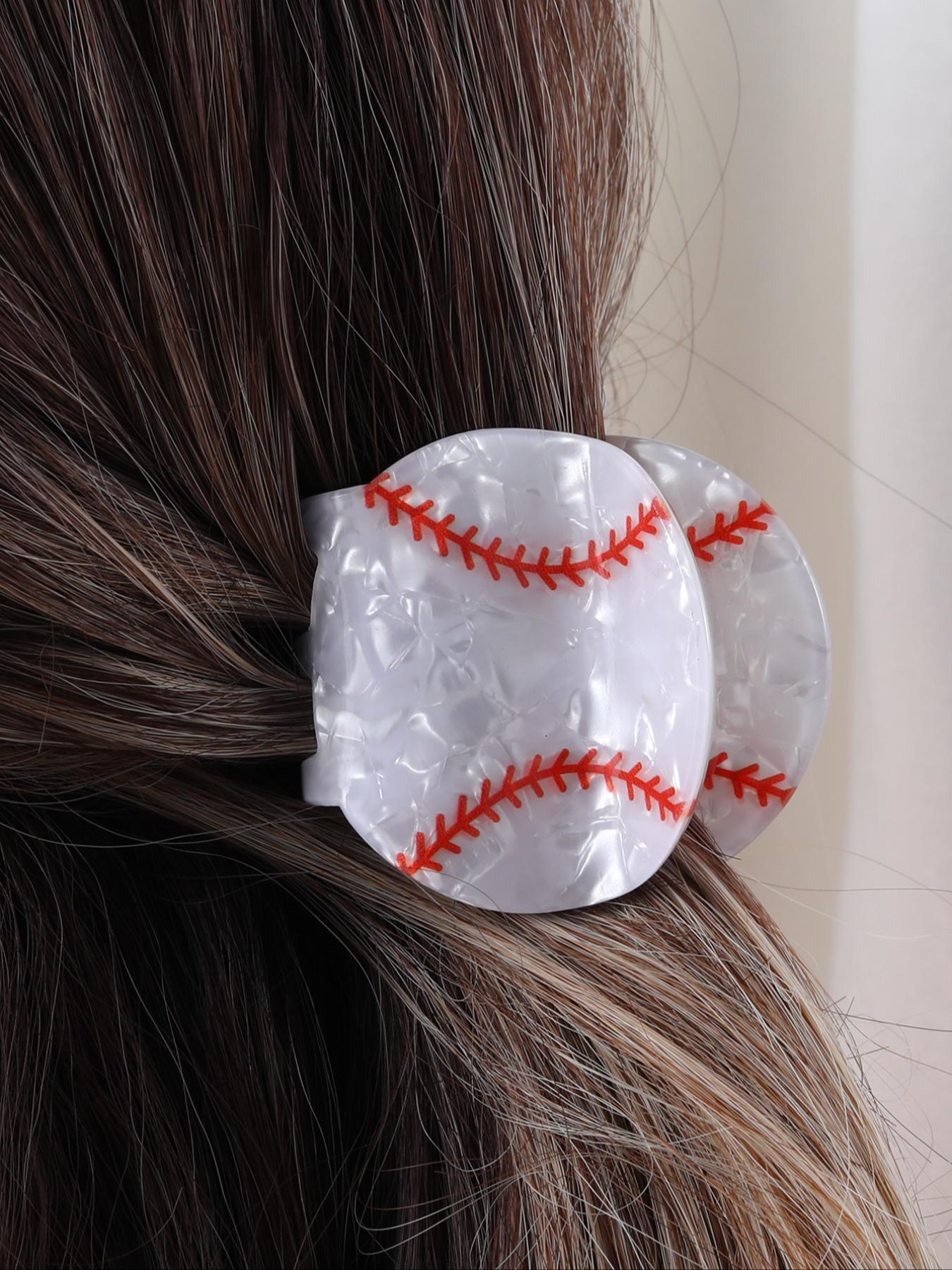 Baseball Design Hair Claw, Cute Hair Accessories for Women & Girls, Minimalist Headwear Suitable for Thick Hair, Fashion Hair Accessories for Party, Daily Clothing Decor, Transparent Clips