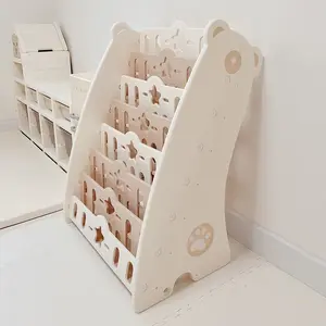 Kids Toy Organizer Multi Layer Storage Rack Cartoon Book Shelf for Home Preschool Classroom Plastic Storage Solution