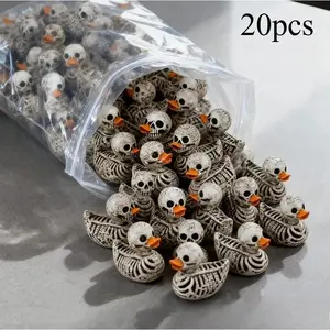 20-Pack Gothic Skull Ducks - Cute Spooky Resin Ornaments, Halloween Desk Decor for Home Office, Dark Aesthetic Fan Shop Collectibles