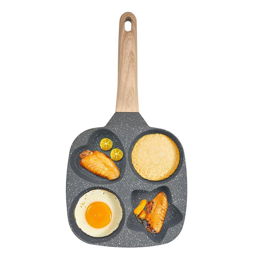Four Hole Egg Frying Pan, 1 Count Non-stick Egg Frying Pan, Aluminum Omelette Pan, Nonstick Egg Pan, Breakfast Frying Pan for Cooking Eggs, Burger & Bacon