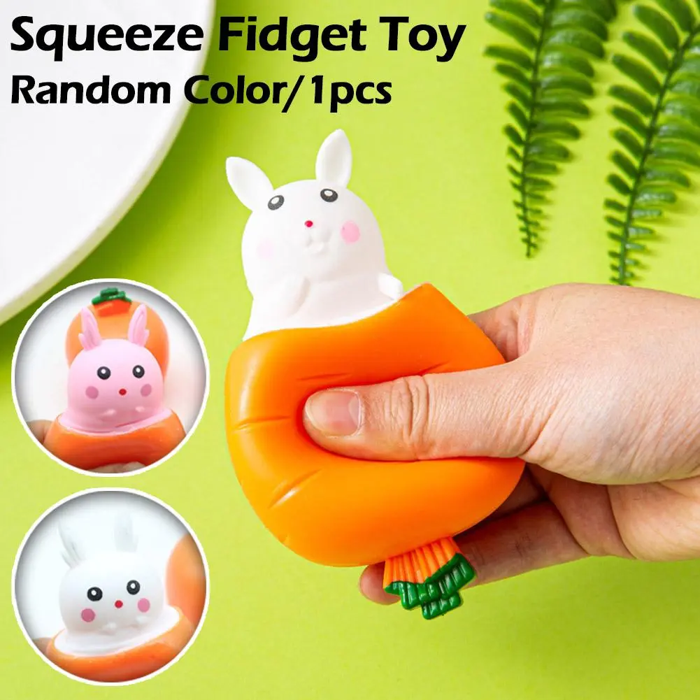 Random 1pcs Squishy Carrot Rabbit Squeeze Telescopic Toys Kids Radish Rabbit Cup Pinch Music Toy Creative Stress Relief Gift