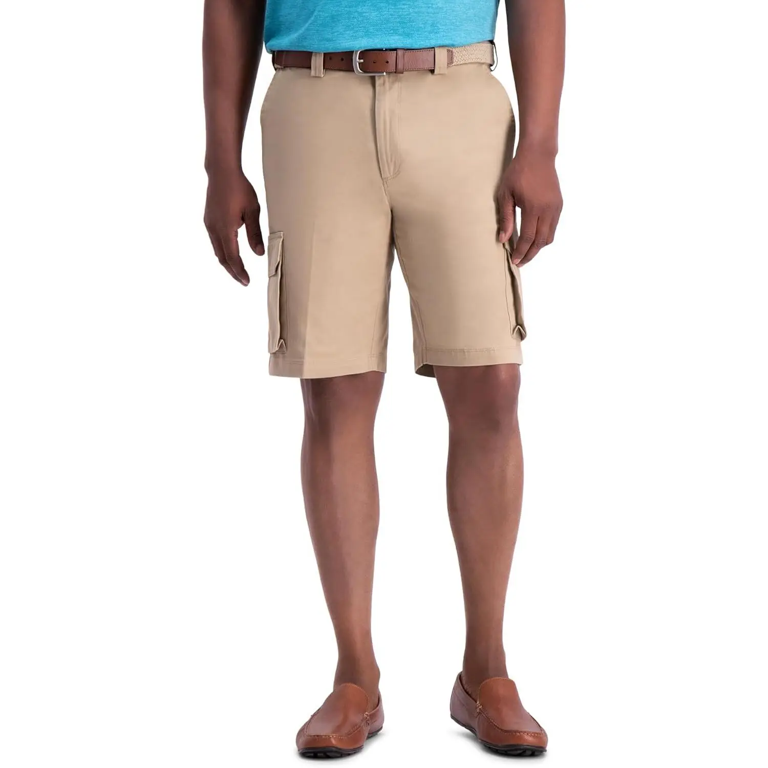 Men's Traditional Stretch Canvas Cargo Shorts with an Expandable Waistband, Multiple Utility Pockets, and 10-Inch Inseam for Regular & Big & Tall, Spandex, Stylish, Menswear, Fabric, Classic, Casual, Cargo Style Men's Shorts, Regular Fit, Above The Knee