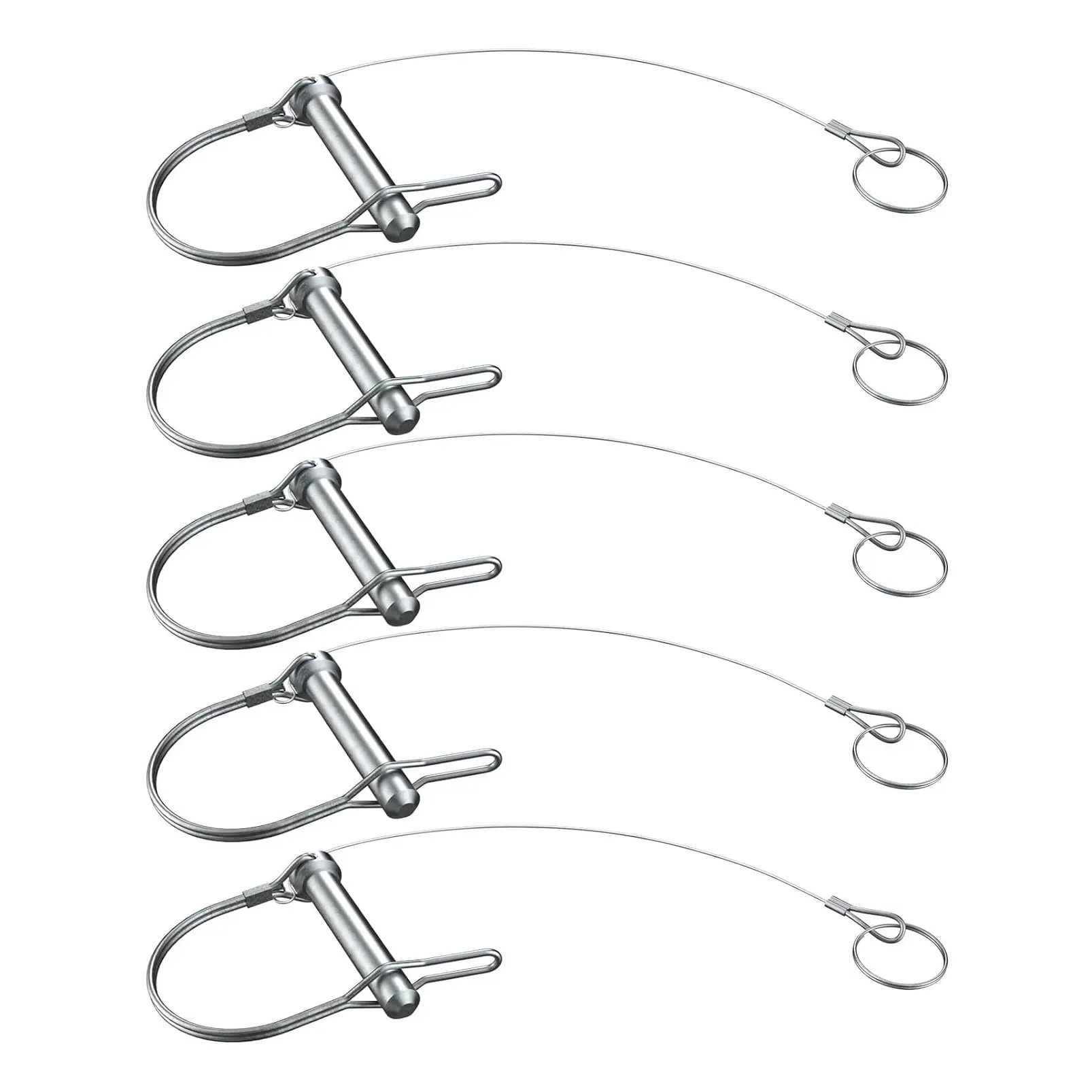 5-Pack Trailer Coupler Pins with Tethers, 5/16 x 1-3/4 Inch, Steel Quick-Release Pins with Plastic-Coated Tethers for Couplers, Shafts and TonguesGift