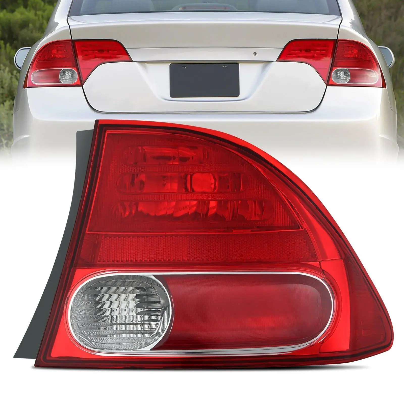Nilight OE-Style Waterproof Taillight Assembly - Corrosion-Resistant, Dustproof 4-Door Rear Lamp Replacement for 2006-2008 Honda Civic Sedan Hybrid DX EX GX LX, Passenger Side with 1-Way Vents, Boosts Nighttime Visibility
