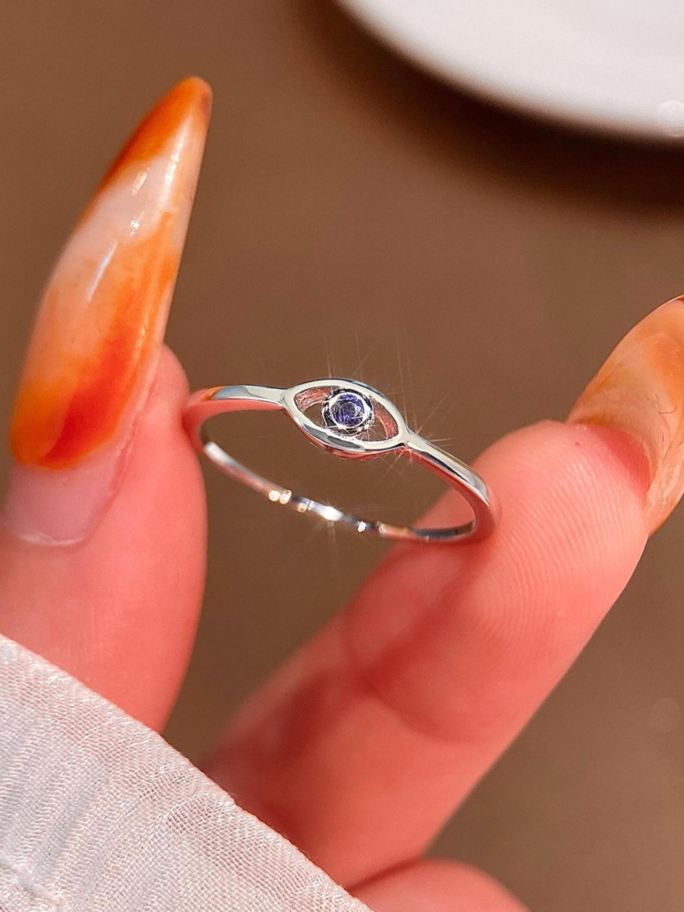 925 Sterling Silver Vintage Eye Design Ring, Fashion Artificial Zircon Decor Ring, Vintage Inspired Ring for Party, Daily Decor, Trendy All-match & Exquisite Jewelry for Gift, Vintage Rings
