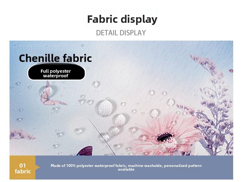 Snap Button Hookless Digital Print Waterproof Shower Curtain with Embedded Fabric Liner Set Lin Shower Curtain Partition