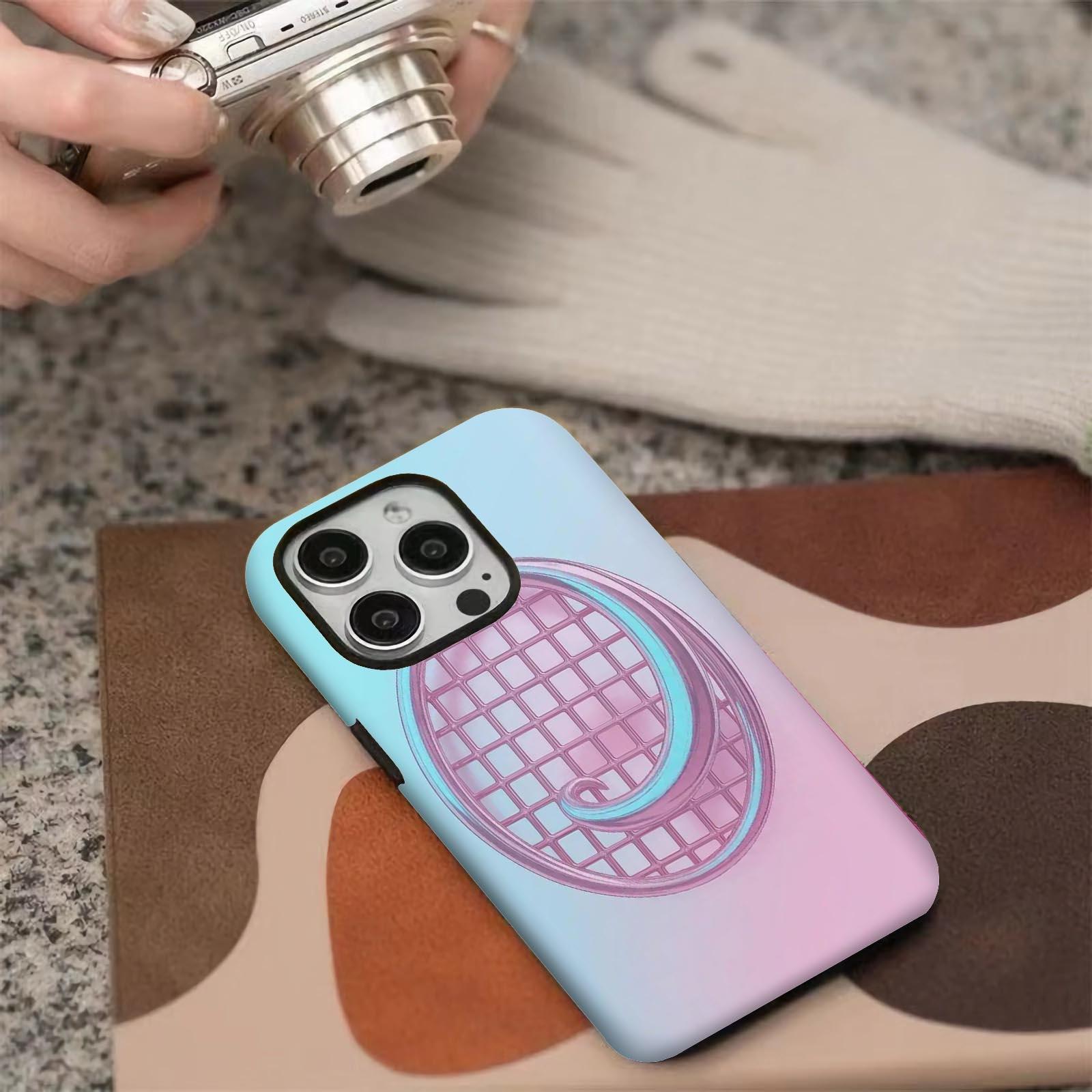 Grid, swirl, letter-J Soft And Hard Two-In-One Film Printed Full Pattern Case For IPhone 16 15 14 13 1211 Pro Max Plus Phone Case