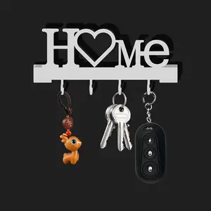 Wall-Mounted Love-Shape Waterproof Key Chain Organizer Rack, 1pc No-Drilling Home Supply with Hooks (0 - 5 Kg Capacity) for Living Room Decor
