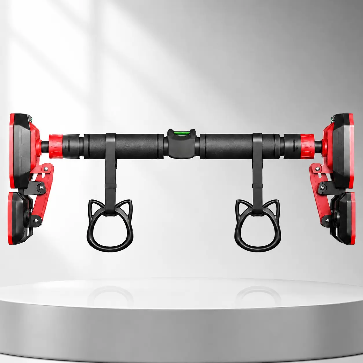 No Drill Adjustable Pull Up Bar, Heavy-Duty Steel Doorway Fitness Bar with Dual Handles, Home Workout Equipment for Adults