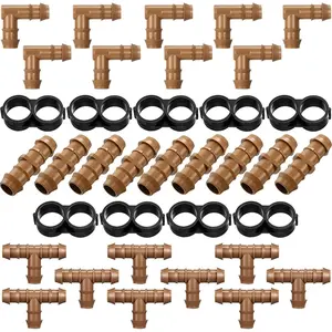 1/2 Inch Drip Irrigation Tubing Fittings 36 Pieces Irrigation Tubing Connectors Drip Hose Fittings Parts Kit Includes 9 Tees 9 Couplings 9 Elbows 9 End Cap Plugs for Sprinkler Systems Garden