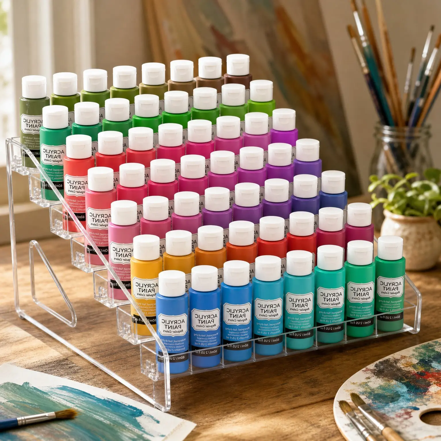Clear Paint Organizer, 7 Layers Miniature Paint Storage Rack, Craft Paint Holder RackGift
