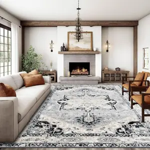 Fashionable Retro Square Printed Velvet Carpet - Ideal Gift, Versatile for Home & Commercial Use, Multiple Sizes, Machine - Washable, Soft & Non - Shedding