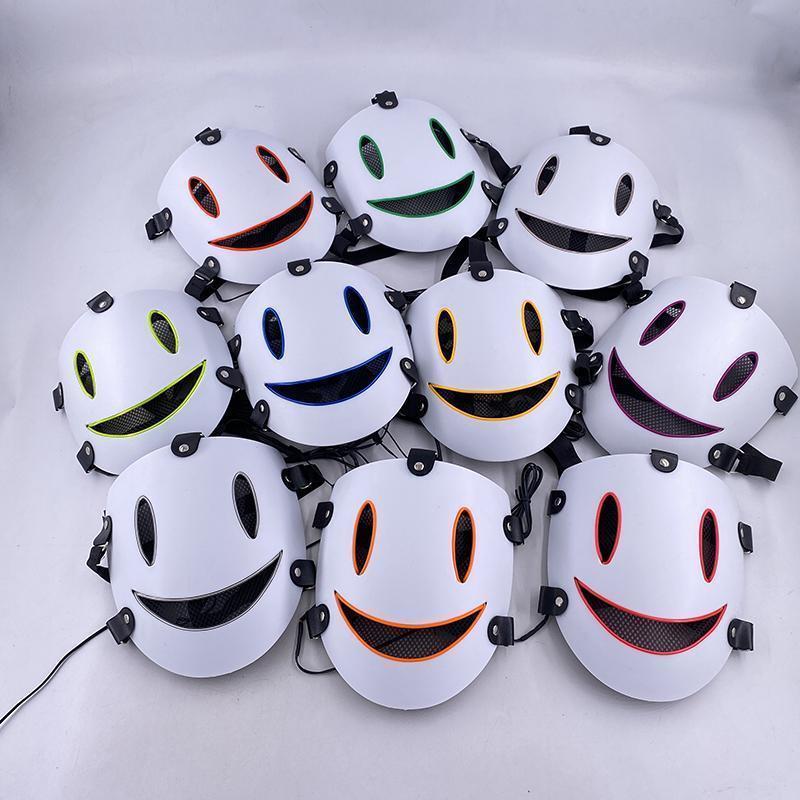 Japanese Anime Cosplay Face Mask Neon High Rise Invasion Mask LED Glowing Mask Sky invasion Masquerade Cosplay Prop