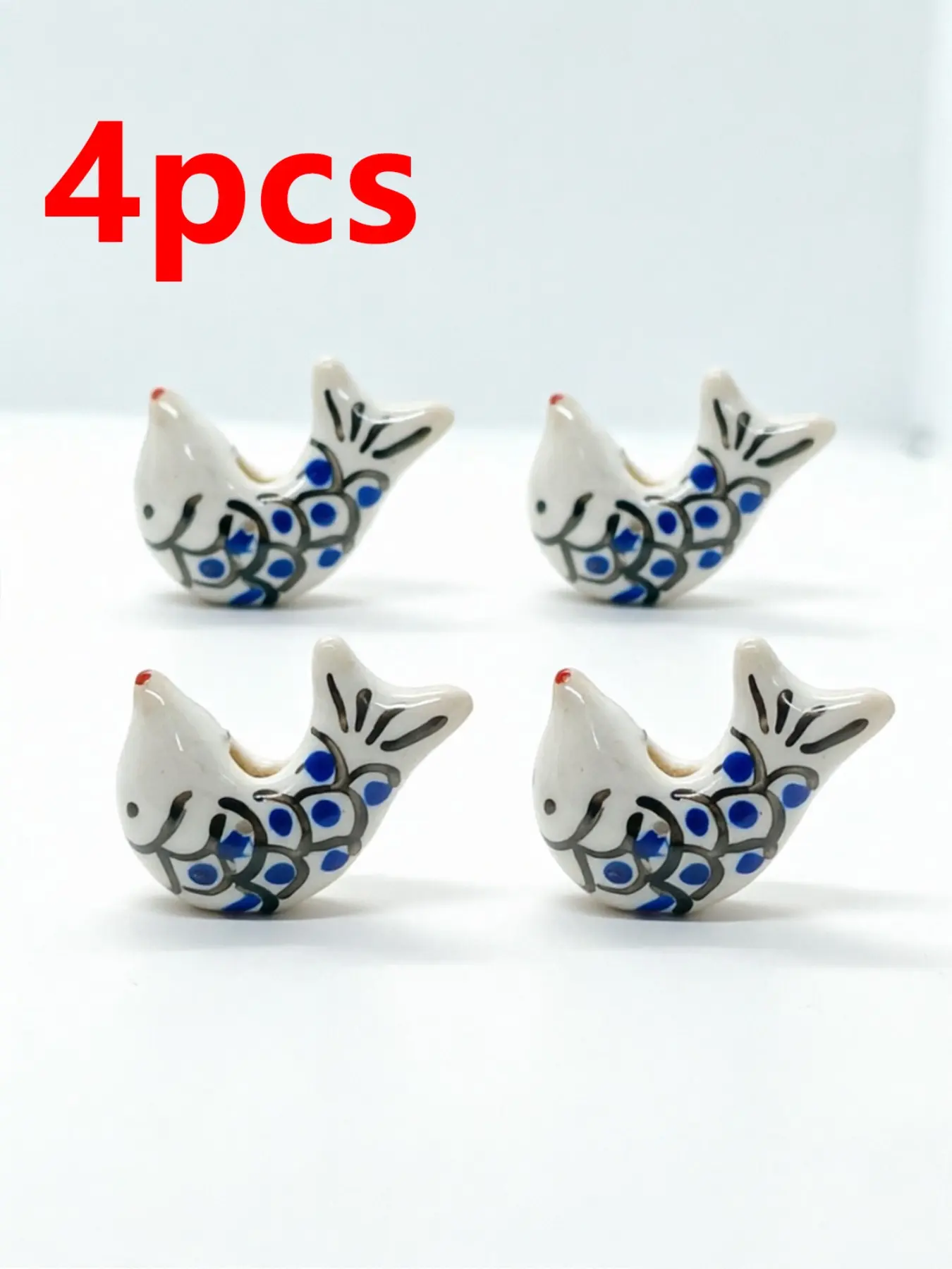 4pcs Fish Scale Ceramic Beads, Cute Animal Pattern, DIY Jewelry Making, Handmade Craft Supplies, All Seasons Accessory