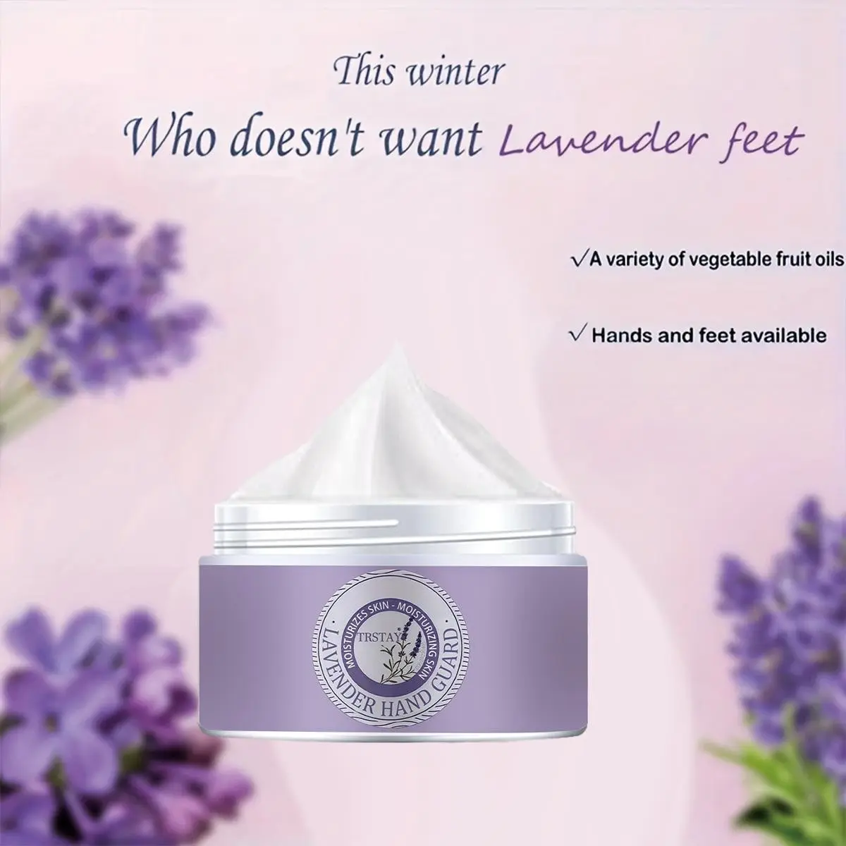 Trstay Lavender Hand & Foot Cream, Moisturizing with Plant and Fruit Oils, Ideal for Cold Winter, Nourishes Hands and Feet