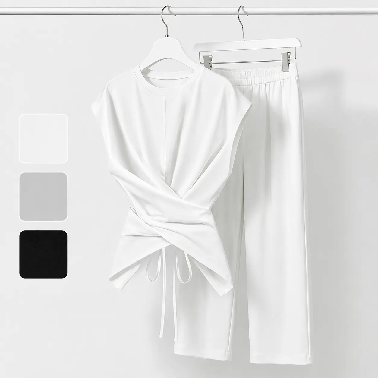 Daily Active House  Niche slimming and versatile short-sleeved T-shirt, new summer style, cross-strap hem cropped top. Blouses Womenswear