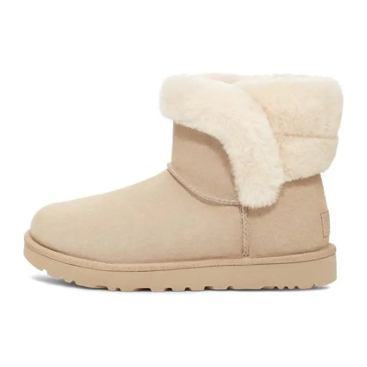 UGG Sheepskin And Fur Integrated Round Toe Short Tube Snow Boots 1153512-SWD