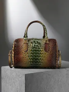 Alligator Pattern Women's Handbag, Large Capacity Crossbody Bag, Fashionable Shoulder Bag, Textured Boston Bag for Ladies