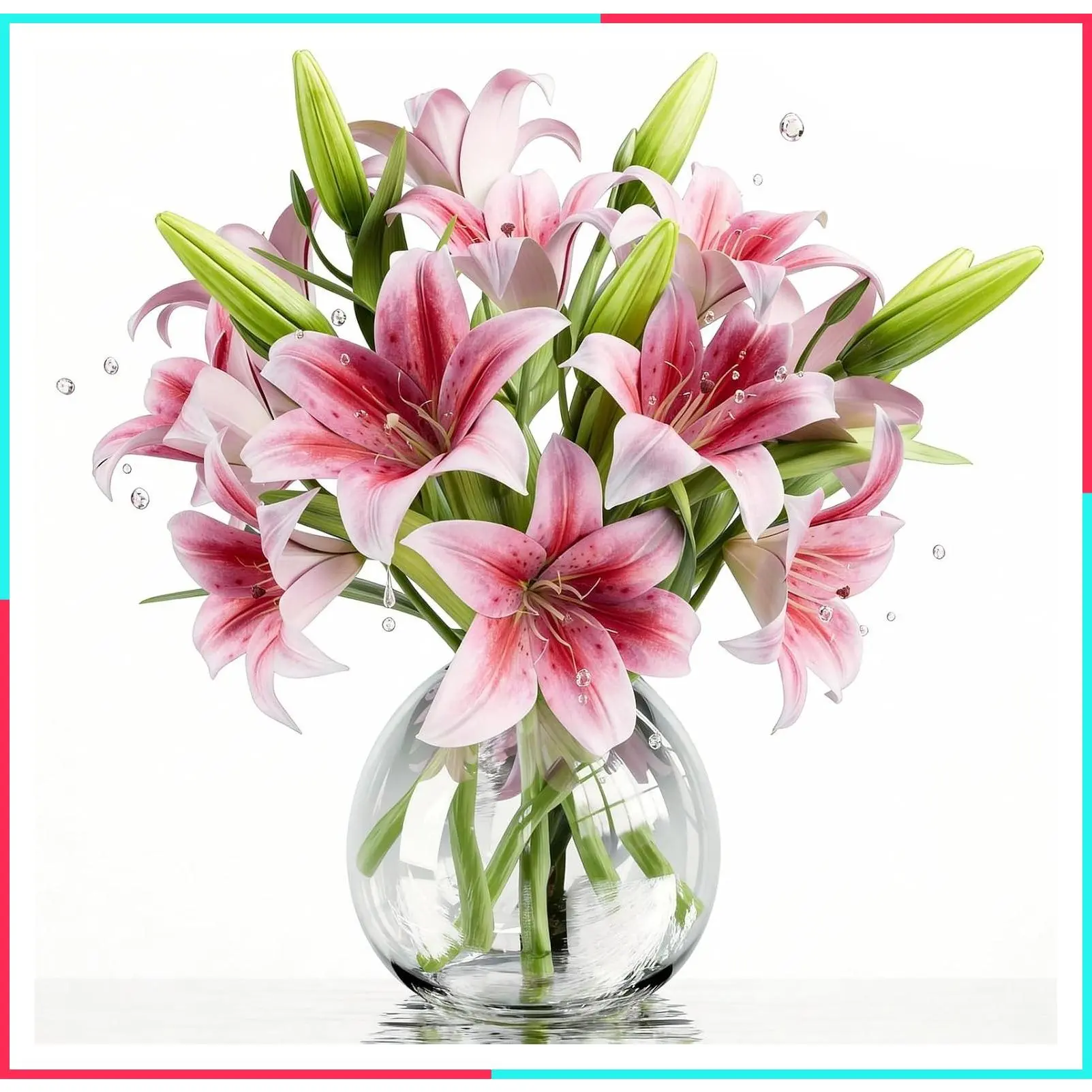 6PCS Pink Short Stem Real Touch Artificial Lilies Set, Lifelike Artificial Flowers for Home Wedding Decor