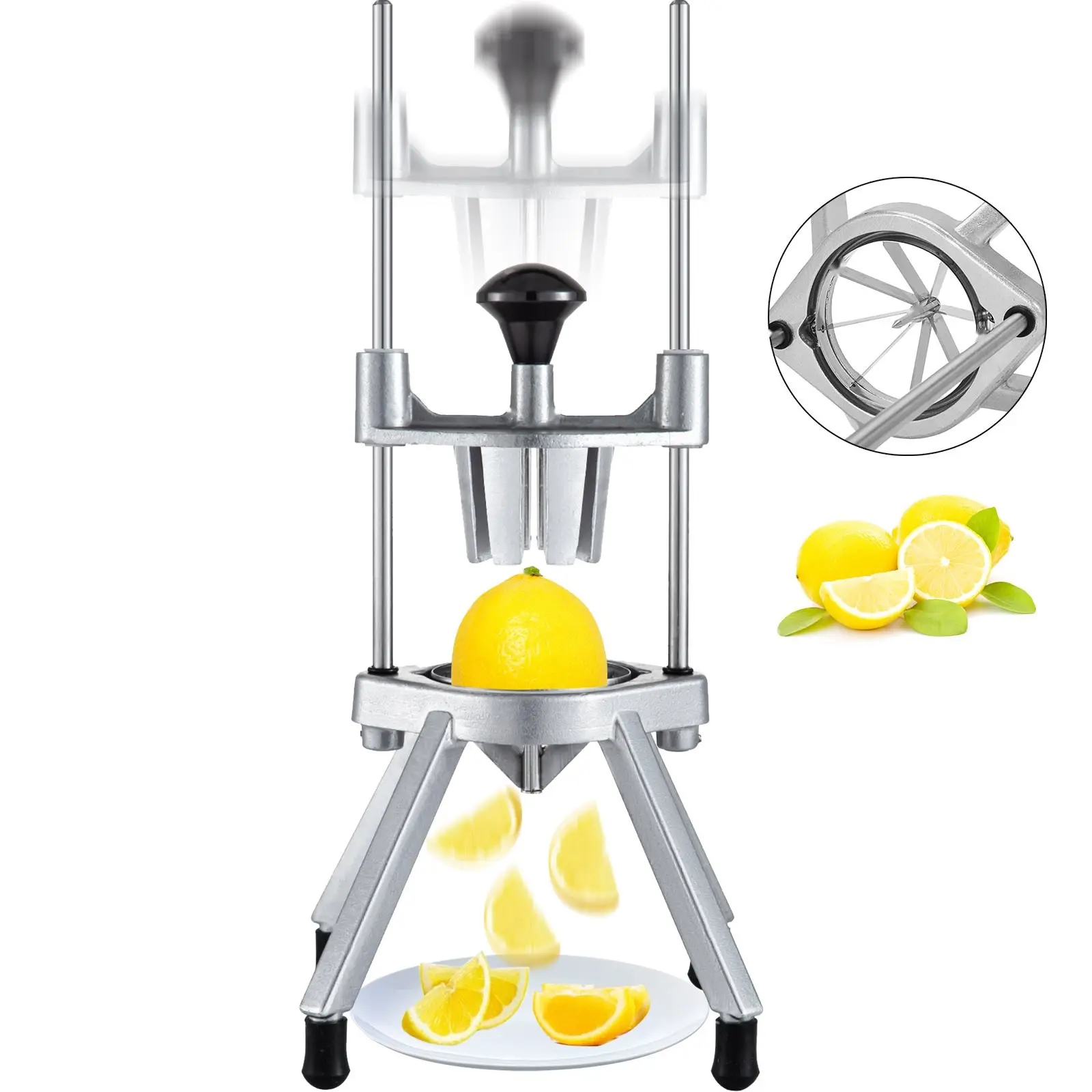 8-Section Commercial Easy Wedger With Stainless Steel Blade For Fruit, Lime And Lemon Slices, 8-Wedge Citrus Cutter For Bars And Restaurants, Durable Manual Kitchen Tool For Fast Garnish Preparation