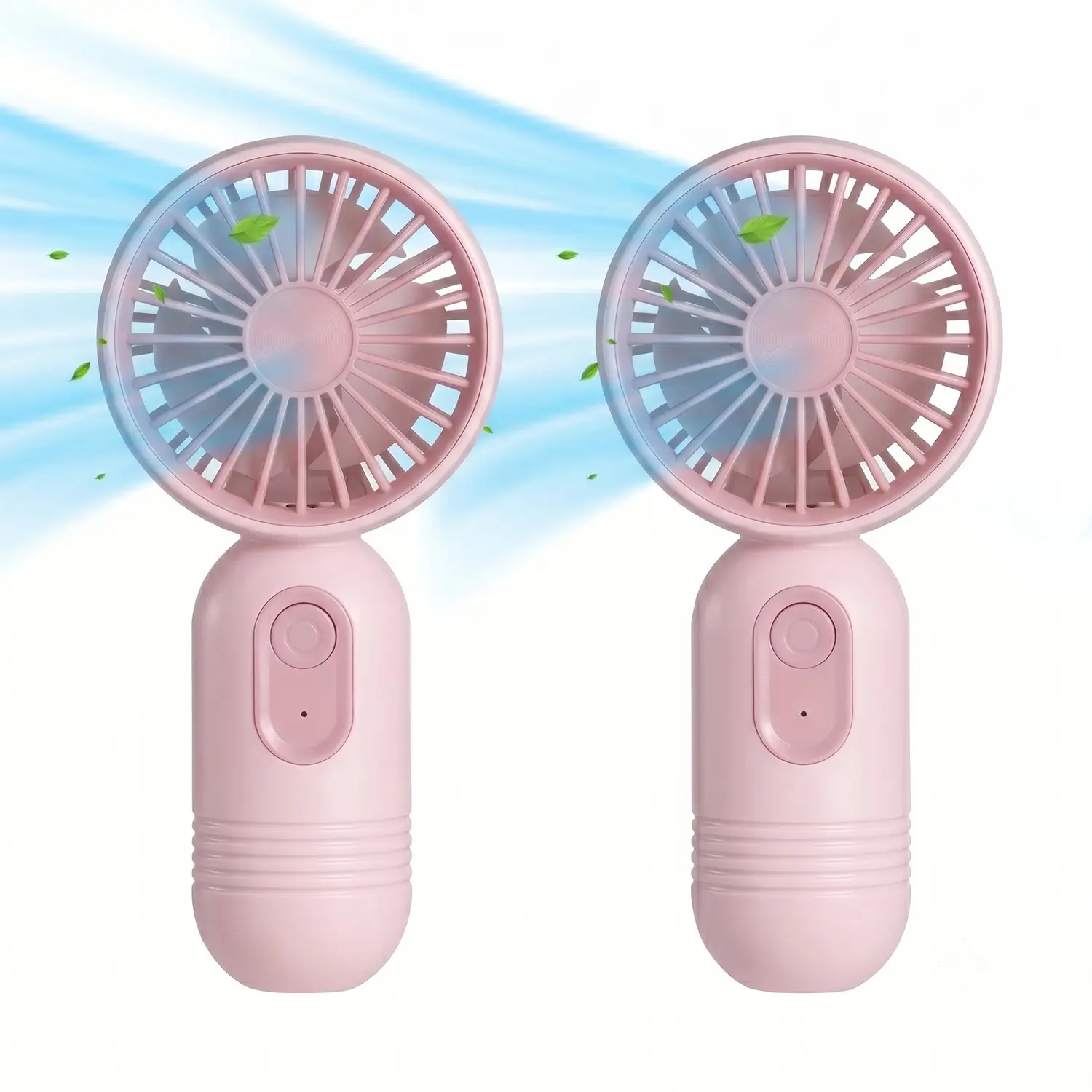 Mini Portable USB Rechargeable Hand Fan, Handheld Mini Fan, 3-Speed Adjustable, Ideal for Outdoor Travel, Makeup, Kids, Girls, Women, Cute Design, 2-Pack