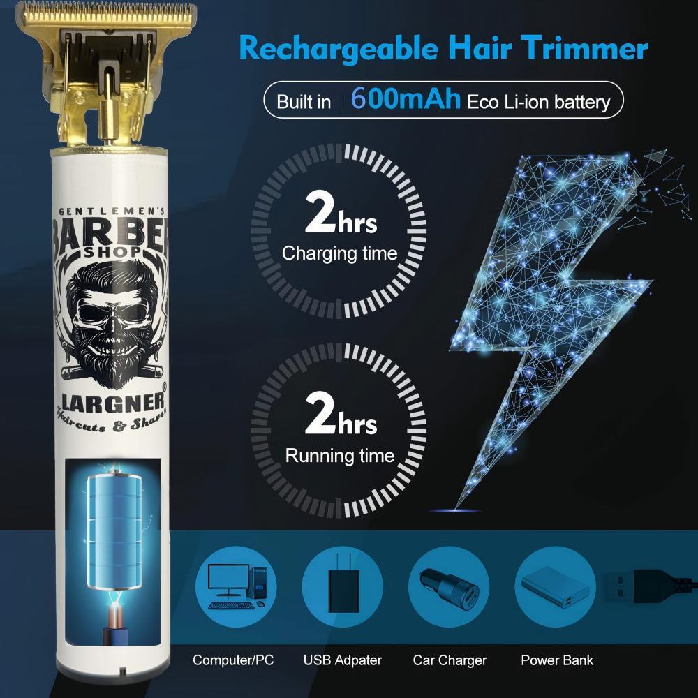 Largner Hair Clipper & Razor Set with Ceramic Blade, 1,200 mAh Wireless Rechargeable Beard Trimmer Kit, Includes 8 Guide Combs for Men, Barber Equipment, Ideal Gift