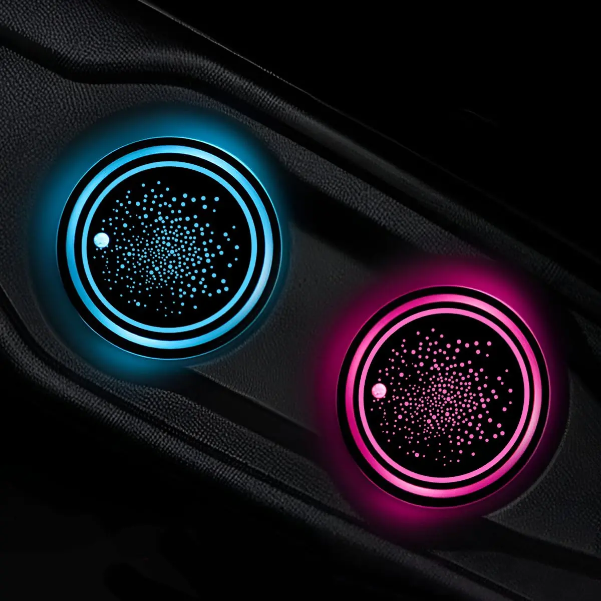 2/4 Pack USB Charging LED Cup Holder Mats – 7-Color Changing Lights for Cars 2/4 Pack USB Charging LED Cup Holder Mats – 7-Color Changing Lights for Cars