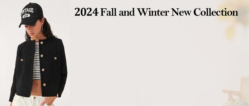 Women's Tweed Blazers Long Sleeve Business Button Down Casual Cropped Blazer Jackets with Pockets