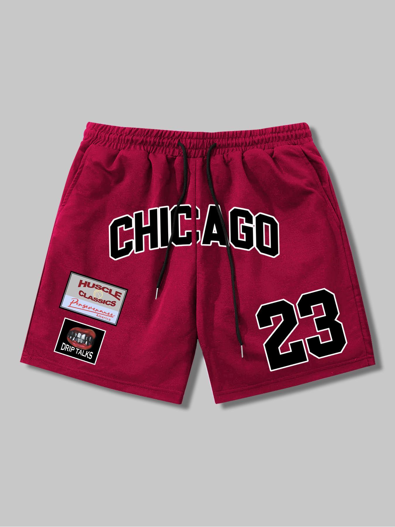 Men's Fashion Casual Cool Breathable Gym Shorts, Fitted Long Regular Fit, Elastic Waist, Street Style H Type Graphic Pants