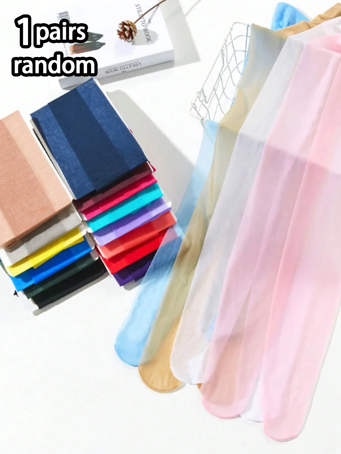 Women's Random Color Transparent Stockings, Candy Color Thin Sheer Tights, Casual Fitted Lightweight Summer Wear, All Seasons Fashion