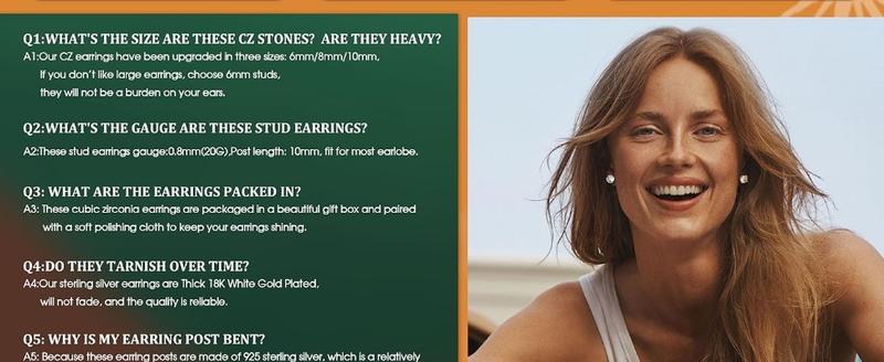 Milacolato Cubic Zirconia Earrings Studs for Women & Men - Hypoallergenic Sterling Silver with Simulated Halo Design - 2/4 Pairs of Earrings Springtok