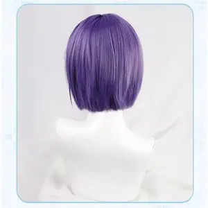 Game Promise of Wizard Murr Wig Cosplay Heat Resistant Synthetic Short Purple Hair Halloween Costume Party Wigs + Free Wig Cap