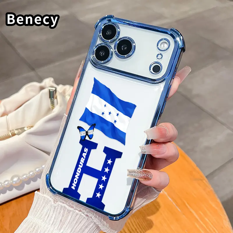 Honduras Flag Reverie Pattern Phone Case Compatible with iPhone 17 Pro Max 16 15 Plus Air 14 13 12 11 E  Four Corner Drop Resistant Electroplated Transparent TPU Soft Trendy Cover