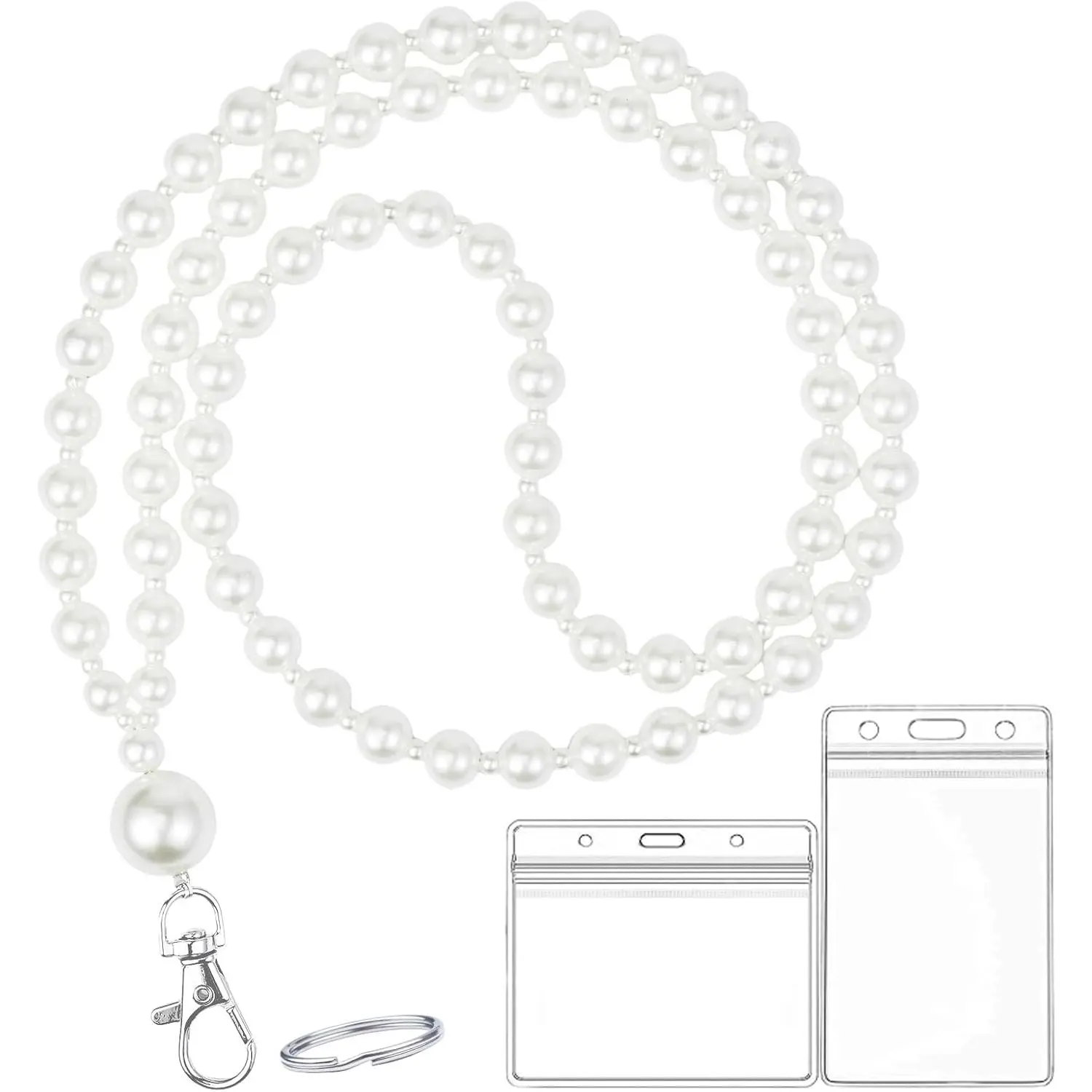 Large  Necklace Lanyards for ID Badges Name Tag and  for Women Light Weight  Faux Big  Modern Teacher Lanyards Holder