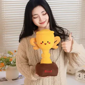 Creative Winner Trophy Funny Trophy Award Event Gift Sand Sculpture Cow Toy Plush Pillow Humor Prize Unique Design Champion Cup