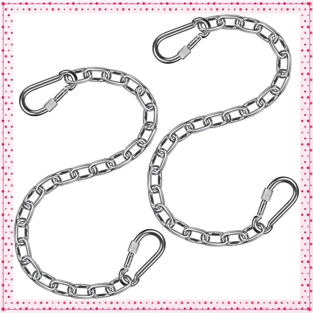 2Pcs 28 Inch 304 Stainless Steel Hanging Chair Chain with 4 Hooks, 1000 LBs Capacity Hammock Swing Extension Chain for Swingset, Punching Bag, Porch Swing, Indoor & OutdoorGift