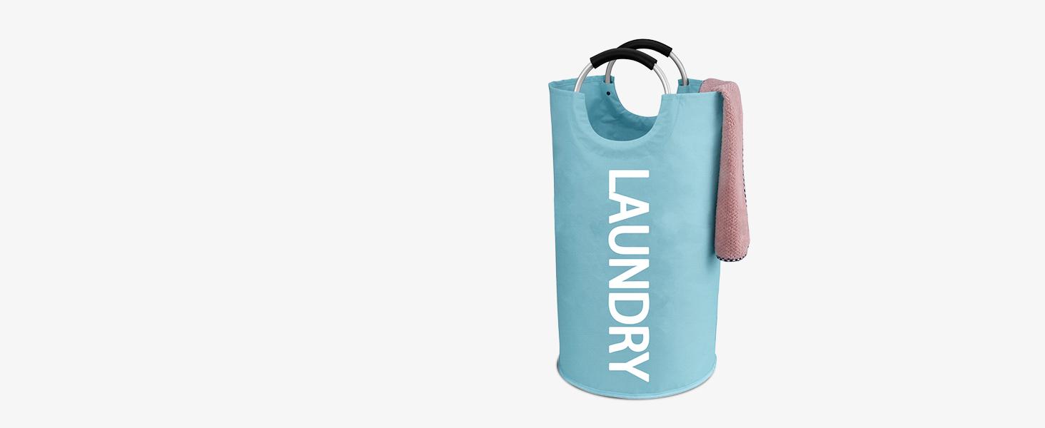 125L Large laundry basket,Collapsible laundry hamper, Tall Clothes Baskets Folding Washing Bin Foldable Fabric Hamper Bags for Bedroom, Closet,Bathroom,College,laundry bag,lightblue