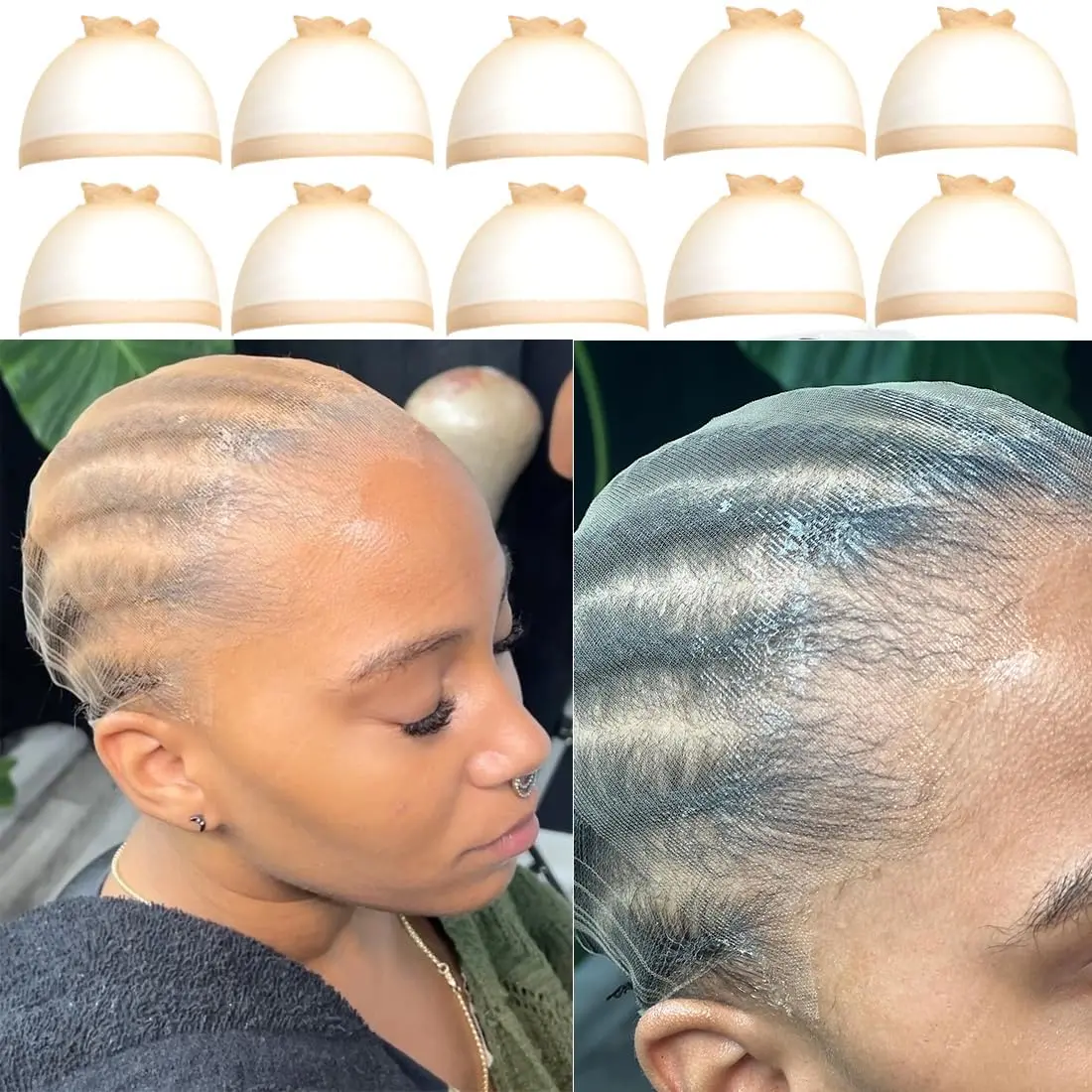 10 count Transparent  Wig Cap, Thin Nylon Cap for Women, Suitable for Parties, Weddings, Graduations, , Halloween