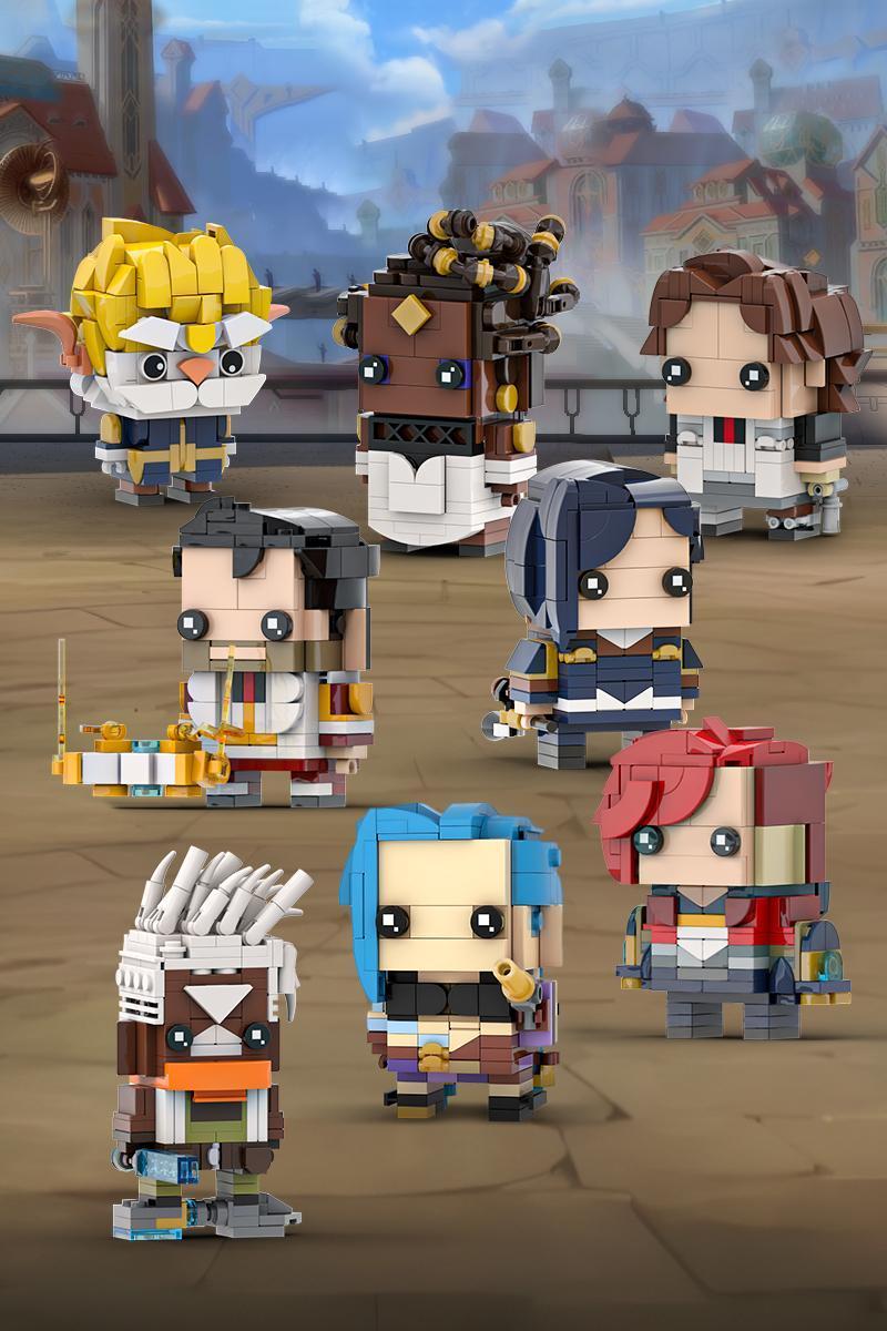 MOC Anime Arcanesed Figure Building Block Scientist Jayce Caitlyn Jinx Vi Warrior Hero Action Doll Brick Toy Gift