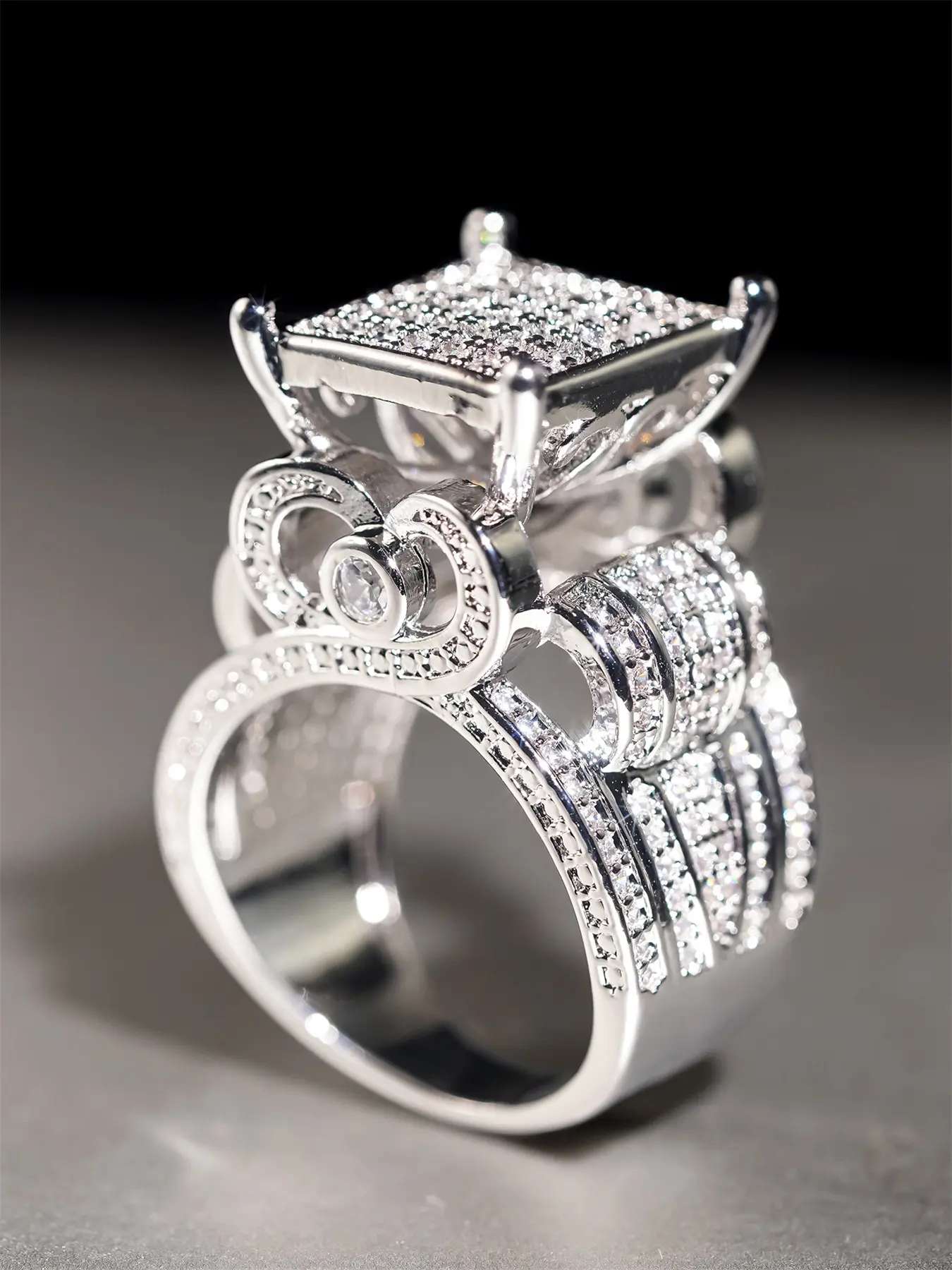 1 PC Glamorous Cubic Zirconia Ring For Women For Wedding Engagement Anniversary Party Jewelry Valentine's Day Gift