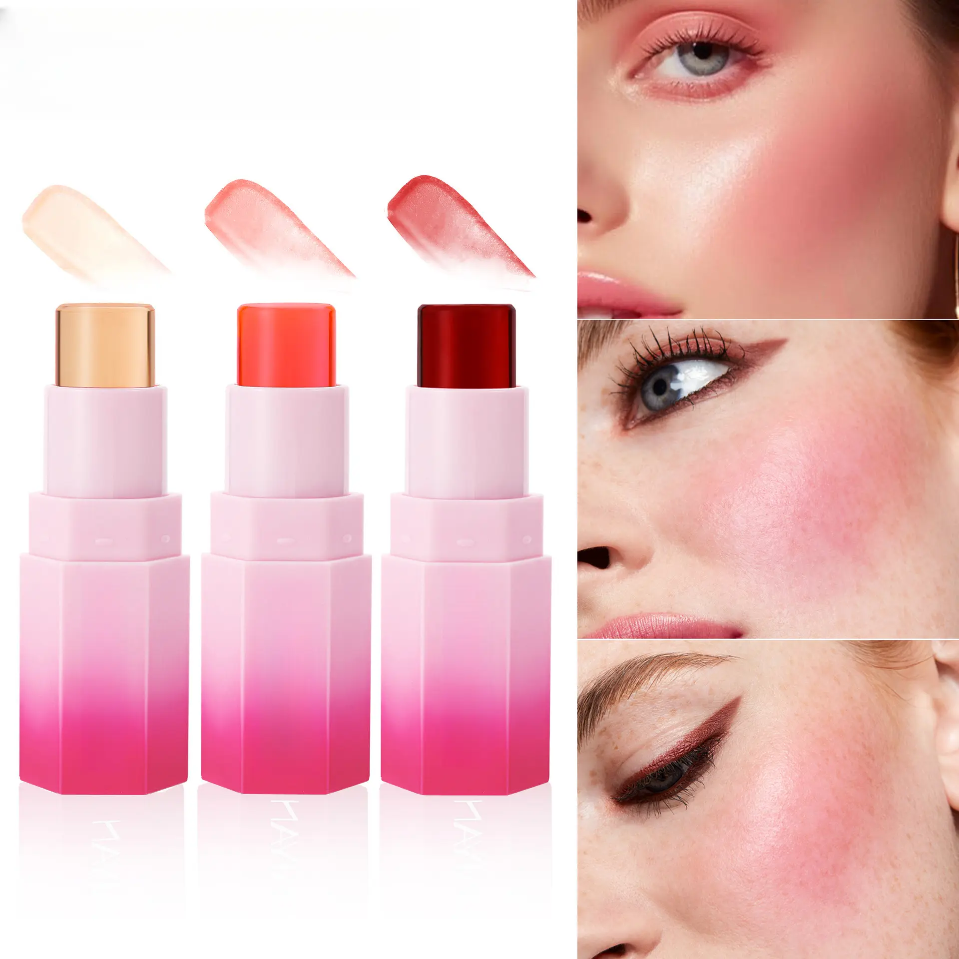Temperature Changing Jelly Blush Stick, Multi-use Matte Cream Blush for Blush, Highlight & Contour