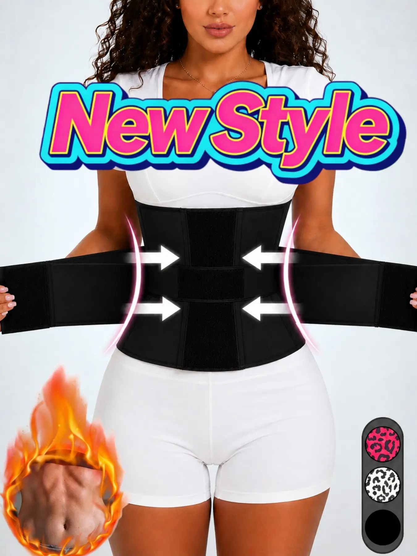 1 Count Curve Adjustable Waist Trainer, Fajas, Comfortable Waist Cincher Trimmer Belt, Tight-Fitting Hourglass Control Body Shapewear, Leopard Print High Compression Back Support Triple Wrap Girdle, Suitable For Gym & Casual Wear ﻿