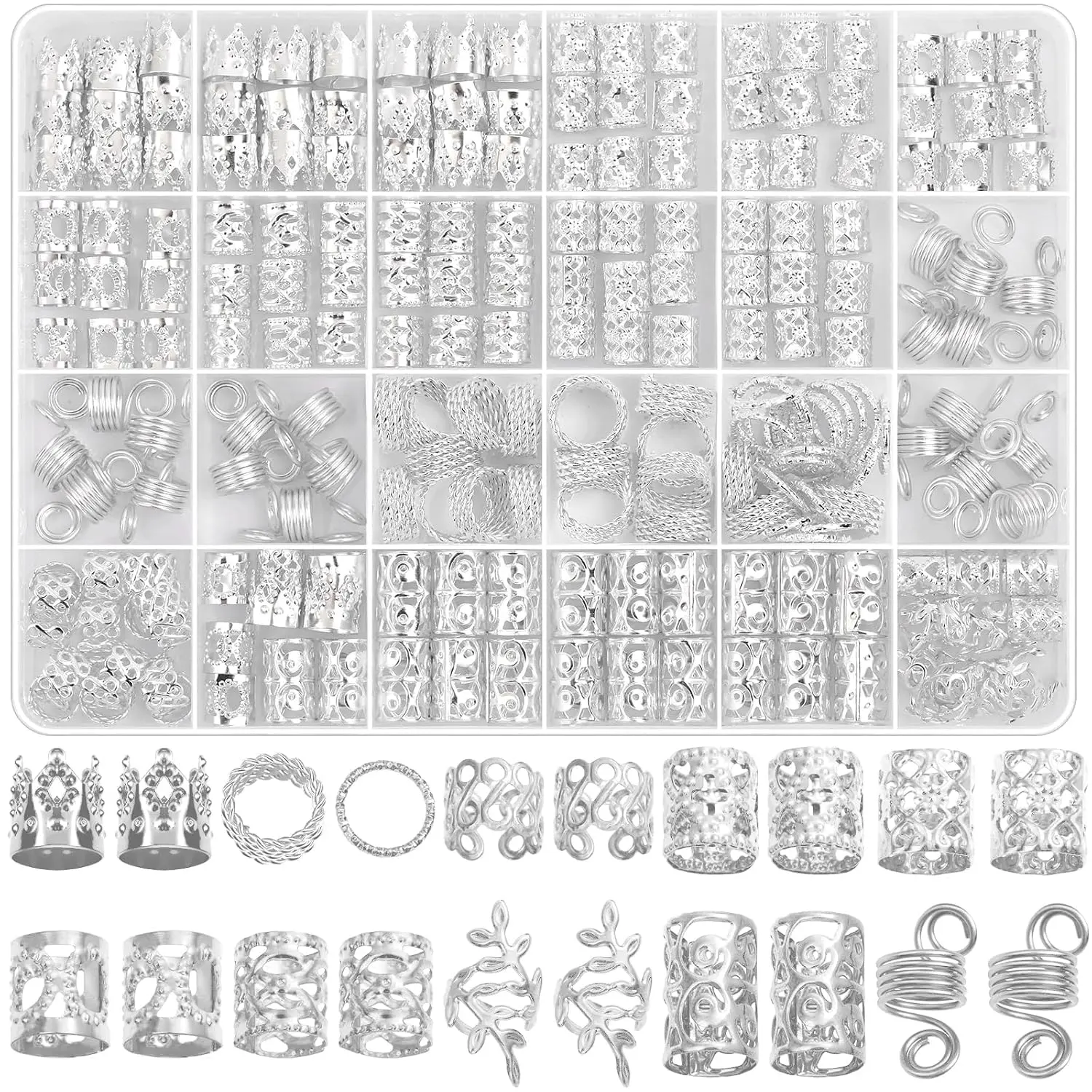 220 count  Hair  for Braids, Loc  for Hairs Dreadlock, Hairs Charms for Women, Metal Braid Rings Cuffs Clips for Dreadlock Accessories Hair Braids Accessories Decorations