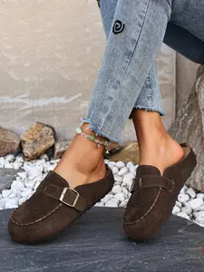 Vintage Suede Slip On Mule Loafers Soft Sole Comfort Backless Slide Shoes Outdoor Beach Daily Wear